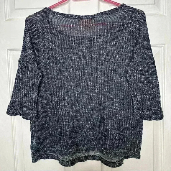 Joe Fresh Knit Shirt 3/4 Sleeves Oversized Marled Blue & White  Size Extra Small - Picture 9 of 16